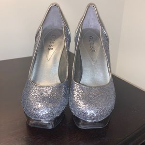 Guess silver glitter pumps
